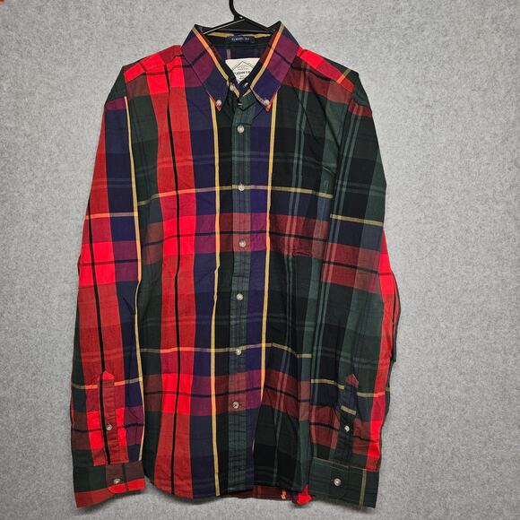 ST. JOHN'S BAY MENS PLAID SHIRT MEDIUM GREEN RED PLAID NWT - Picture 1 of 7